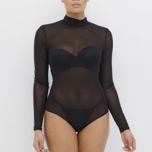 Black sheet long sleeve bodysuit